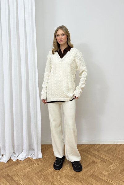 Melike Tatar Collared Knitwear Set 92-9203