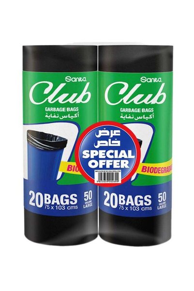 Generic Sanita Club Garbage Bags Twin Pack Roll 50 Gallons 20 Bags, Large Bla...