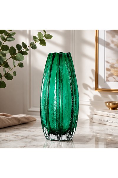 WERNER Vază decorativă din sticlă verde texturată