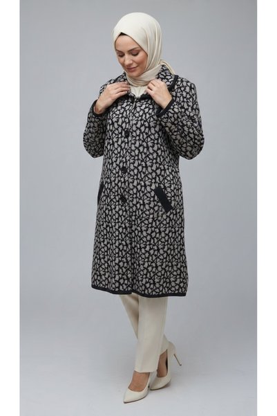 ECE GİYİM Women's Middle-Aged and Older Women's Thick Winter Cardigan with Bu...