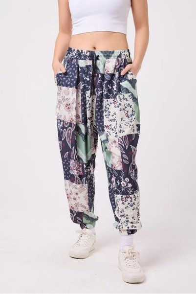 FG KONNİCHİWA Unisex Bohemian Hippie Ethnic Patchwork Patterned Baggy Pants F...