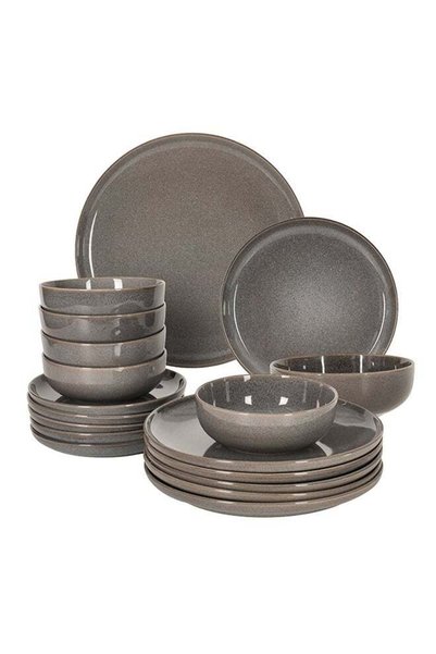 Noon East 18 piece Stoneware Reactive Glaze Dinnerware Set, Set for 6, Microw...