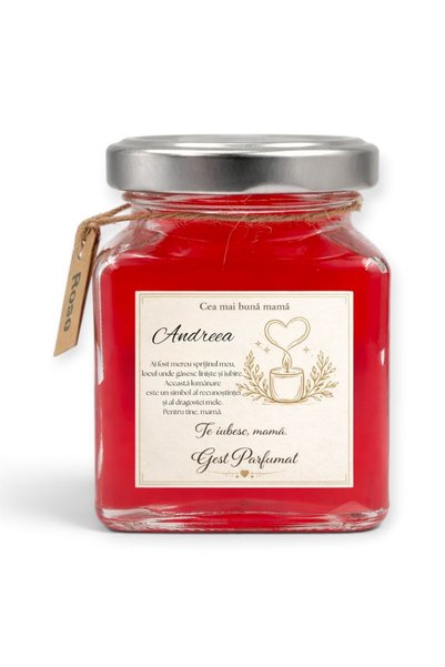 Fabricacucadouri.ro Lumanare parfumata personalizata pentru mama – borcan cu ...