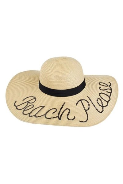 CATIANO Pălărie bej cu paiete  "Beach Please " pentru femei