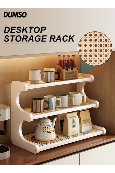 DUNISO 3-Tier Desktop Storage Rack，Multifunctional Desktop Shelf Organizer,Ta...