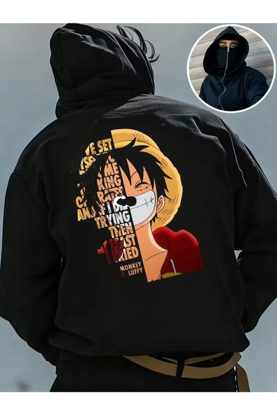 LOTS MODA Φούτερ Ninja Unisex με μάσκα χιονιού Ζακέτα με 2 νήματα χοντρό φλις