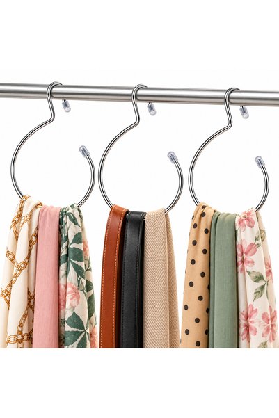 ARVALE Metal Ring Shawl and Scarf Hanger – Chrome-Plated Closet Organizer for...