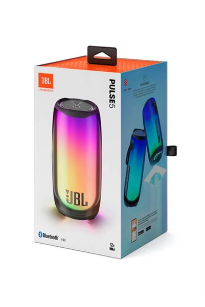 Arshys JBL Pulse 5 portable Bluetooth speaker featuring a 360-degree LED ligh...