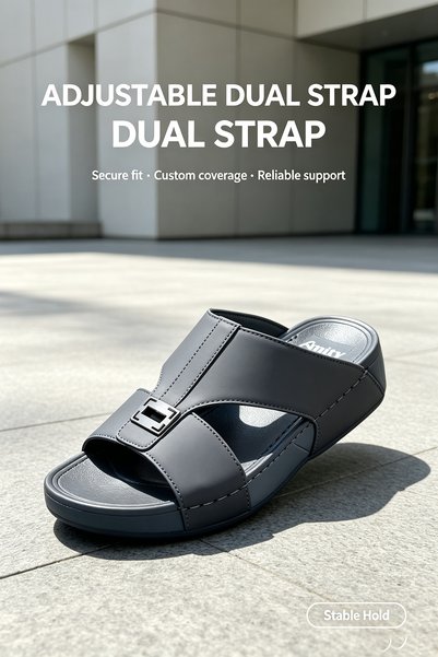 Najd Trend Mall صندل رجالي عربي مصنوع يدويًا من الجلد، بحزام عريض وفتحات تهوي...