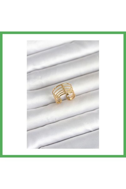 Nur store Çanta 316L Steel Gold Color Vintage Model Women's Ring Bezoss