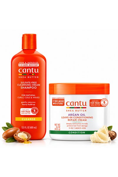 Cantu مجموعة للشعر المموج والمجعد والكيرلي - شامبو خالٍ من الكبريتات بزبدة ال...