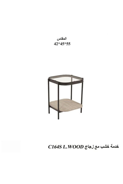 NO BRAND Modern Glass-Top End Table with Storage Shelf – Light Wood