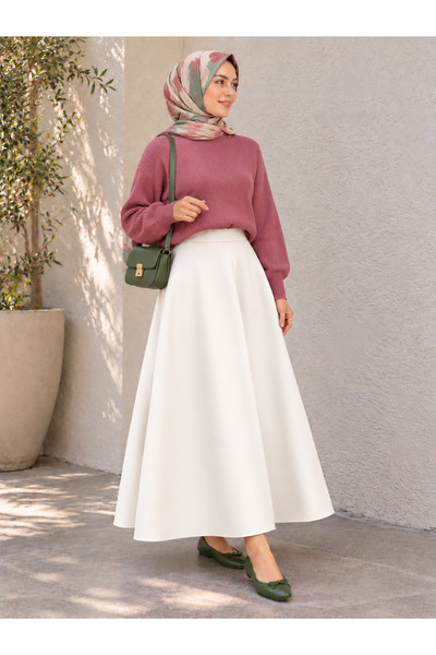 CNG MODA Scuba Fabric Zip-Up Modest Skirt
