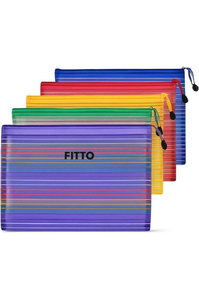 fitto حقيبة بسحاب لورق A4، مقاس 29.7×21 سم، بأنماط متنوعة للمكتب والمنزل