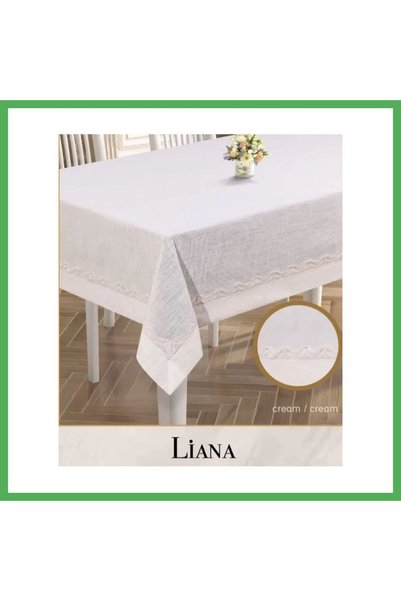 Nur store Çanta Liana Model Cream 160X220 cm Linen Lace Stylish Decorative Di...