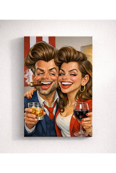 Fabricacucadouri.ro Tablou canvas personalizat cuplu – caricatură glam retro ...