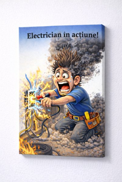Fabricacucadouri.ro Tablou canvas personalizat „Electrician în acțiune” – car...