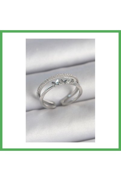 Nur store Çanta Brass Silver Color 2-Piece Zircon Stone Detailed Butterfly Fi...