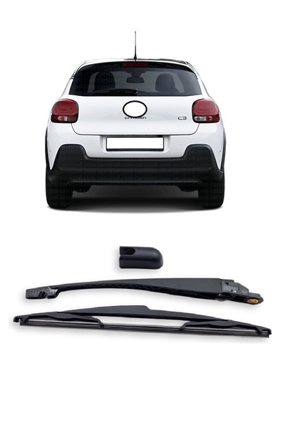 cme parts Citroen C3 2017-2023 Uyumlu Arka Cam Silecek Kolu Ve Süpürgesi Kapak Takım 6429HE