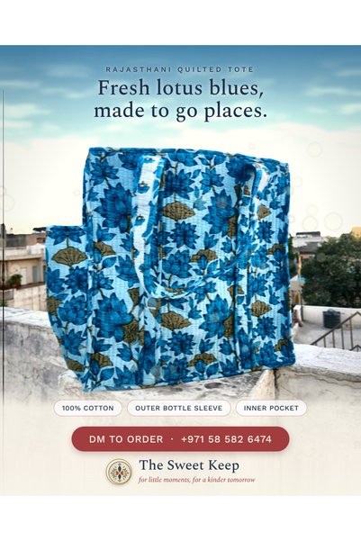 The Sweet Keep Block print Tote Bags
