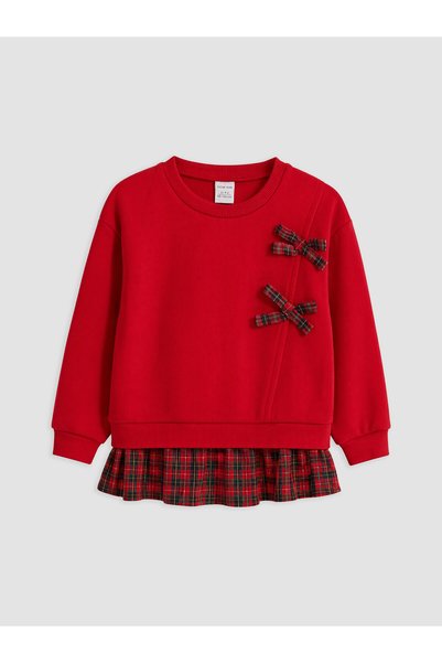 LC Waikiki Özmarka New Season Red Bowknot Girls' Sweatshirt