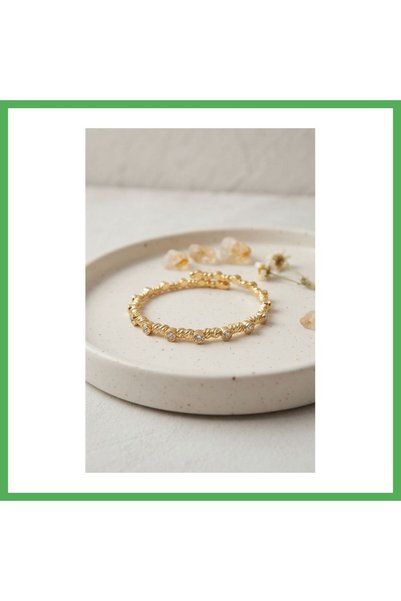 Nur store Çanta Gold Color Dorika Model Row of Zircon Stones Women's Bracelet...