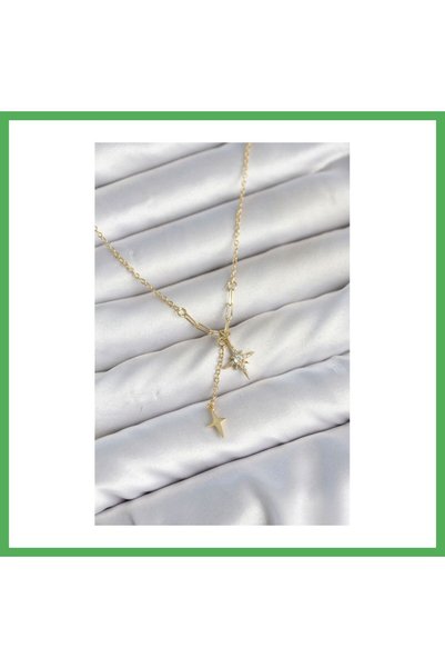 Nur store Çanta Brass Gold Color Zircon Stone Minimal Dangle Pole Star Model ...
