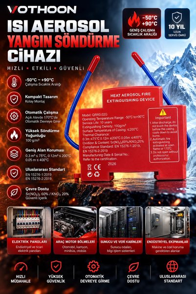 FMA Otomatik Pano Yangın Söndürücü 20 Gr Aerosol Isı Sensörlü Elektrik Panosu Koruma Cihazı