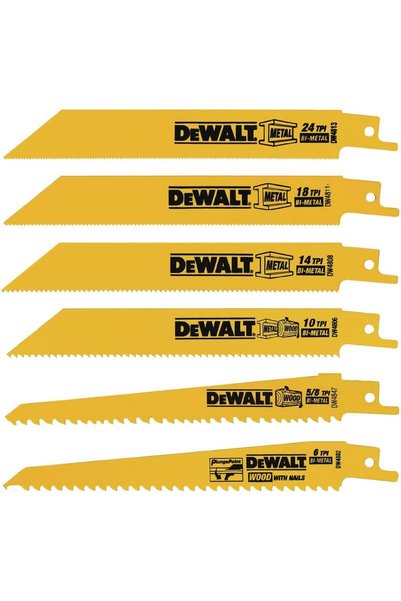 Dewalt Reciprocating Saw Blades, Metal/Wood Cutting Set, 6-Piece (DW4856)