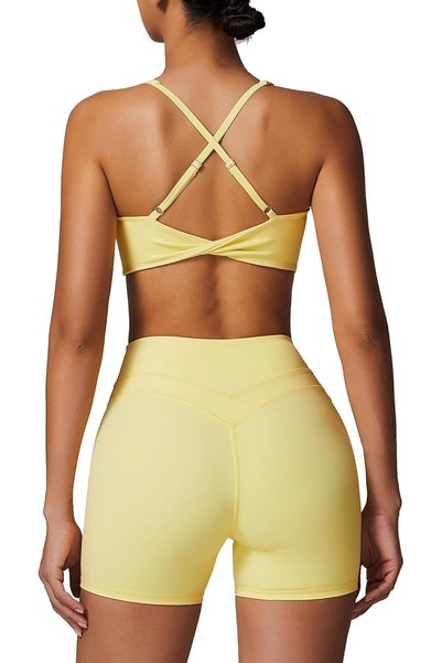 OtherMax Sutien Sport Femei Top Fitness Fără Cusături Respirabil Galben L