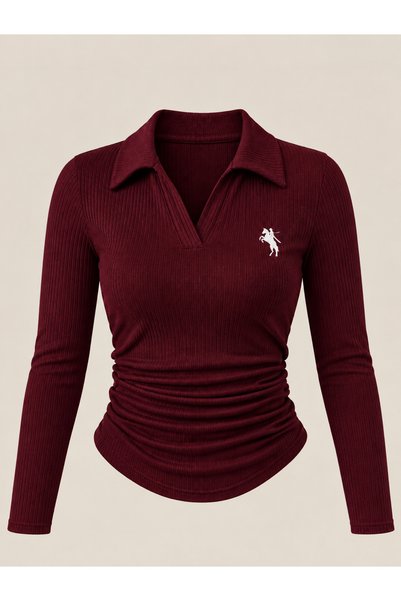 BALİNA Polo Yaka Fitilli Premium Uzun Kollu Bluz