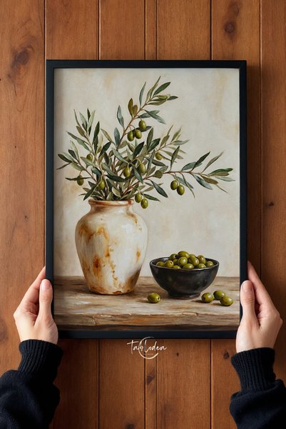 tablodea Olivera Olive Branch Painting – High-Quality Digital Printed Natural...