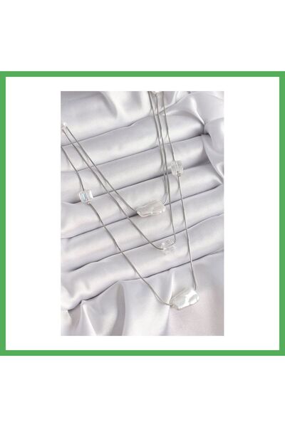 Nur store Çanta Brass Silver Color Crushed Pearl Model Multiple Women's Neckl...