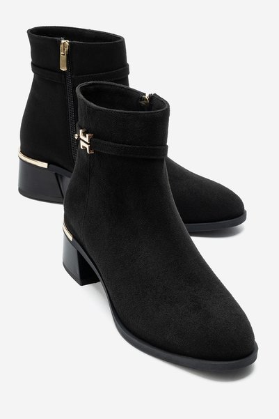 LuviShoes Premy Black Suede Buckle Women's Boots