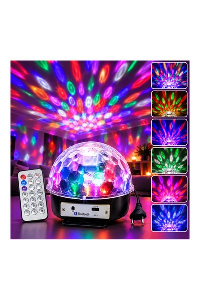 OEM Glob Disco LED RGB cu Senzor de Sunet, Bluetooth și MP3 – 6 LED-uri Multi...