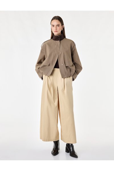 Koton Women Beige Plain Trousers