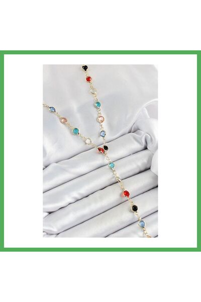 Nur store Çanta Brass Assorti Model Gold Color Zircon Stone Y Necklace Bezoss
