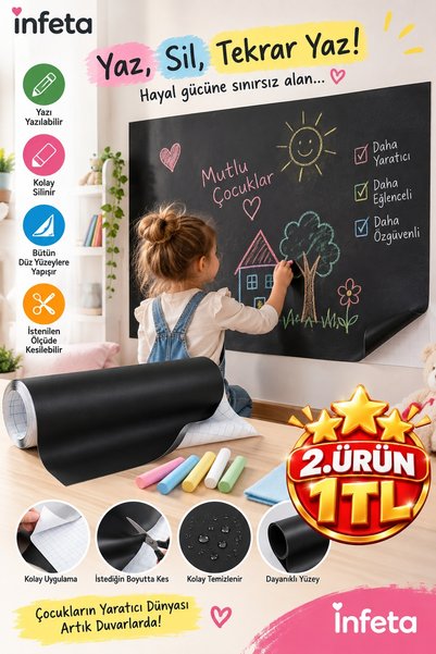 İnfeta Crna lepljiva rola, tabla za pisanje, naljepnica, sečiva kreda, pisaća