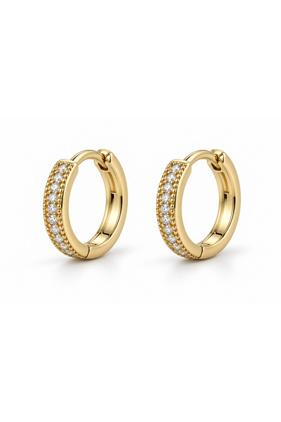 SAAF Jewelry Clara earrings in gold-plated stainless steel with clear pebbles...