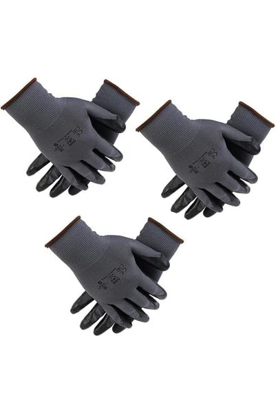 LinJie Safety Work Gloves 3 Pairs,48-128 Microfoam Nitrile Coated,Seamless Kn...