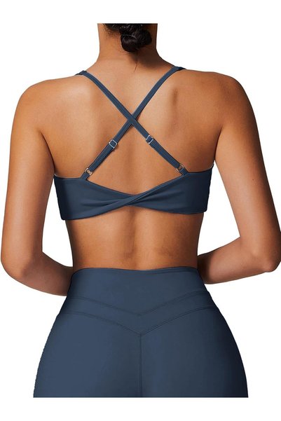 OtherMax Sutien Sport Top Fitness Fără Cusături Bleumarin L Reglabil