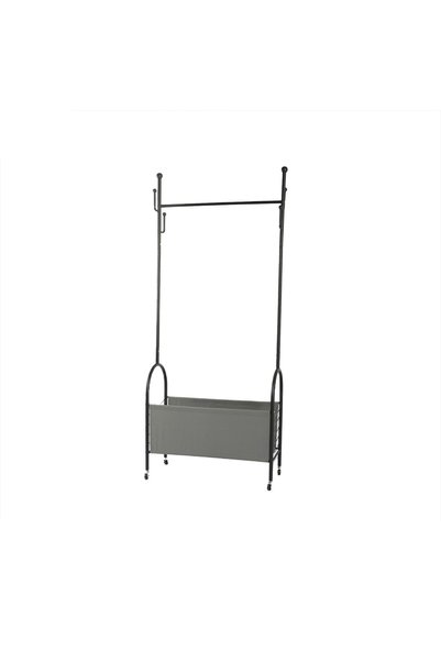 IN HOME STORE ستاند تعليق ملابس معدني مع سلة تخزين سفلية وعجلات