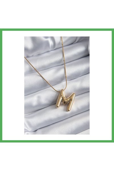 Nur store Çanta 316L Steel Gold Color Bubble "M" Letter Model Women's Necklac...