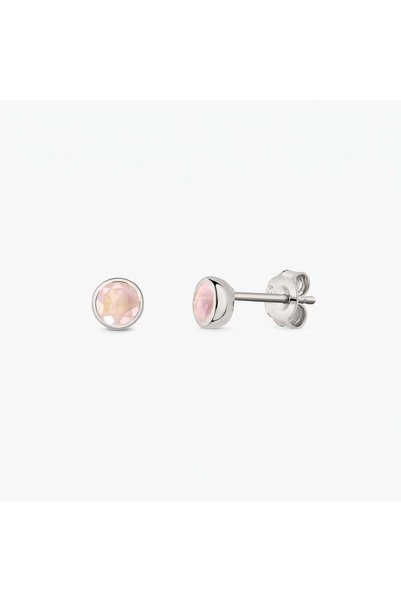 Indira Jewelry Cercei din argint cu piatră de naștere - Cuart Roz