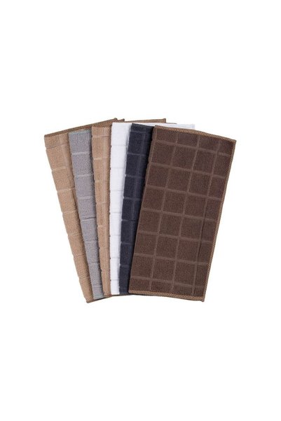 Jumbo Prosoape de Bucatarie cu Microfibre Bej Gri Carouri 30x30cm - 6buc