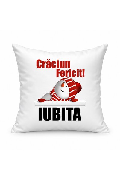 Fabricacucadouri.ro Pernă personalizată Craciun fericit iubita, model 1