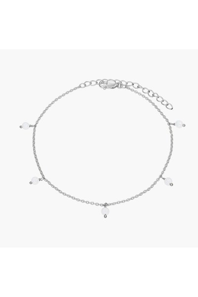 Indira Jewelry Ασημένιο βραχιόλι αστραγάλου με πετράδι σε σχήμα σταγόνας - Φε...