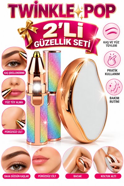 Twinkle Pop 2’li Güzellik Seti – Kaş ve Yüz Tüy Alma Cihazı