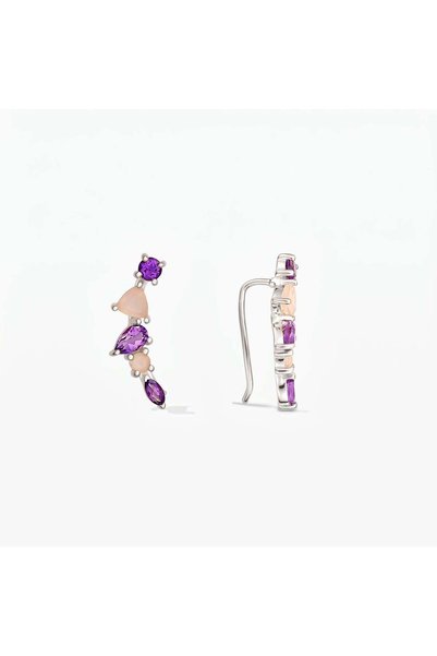 Indira Jewelry Cercei din argint Valery - Ametist, Calcedonia
