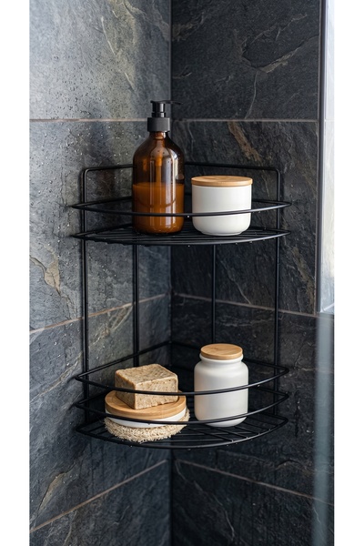NTC METAL Luxury Thermoplastic Coated 2-Tier Bathroom Corner Shelf Shower Cab...